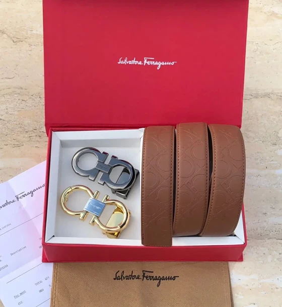 Salvatore Ferragamo Two Buckle Set Belt first copy