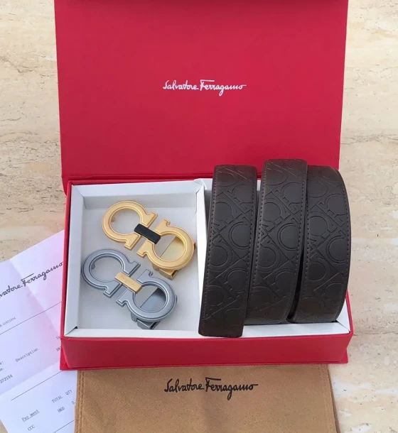 Salvatore Ferragamo Two Buckle Set Belt first copy