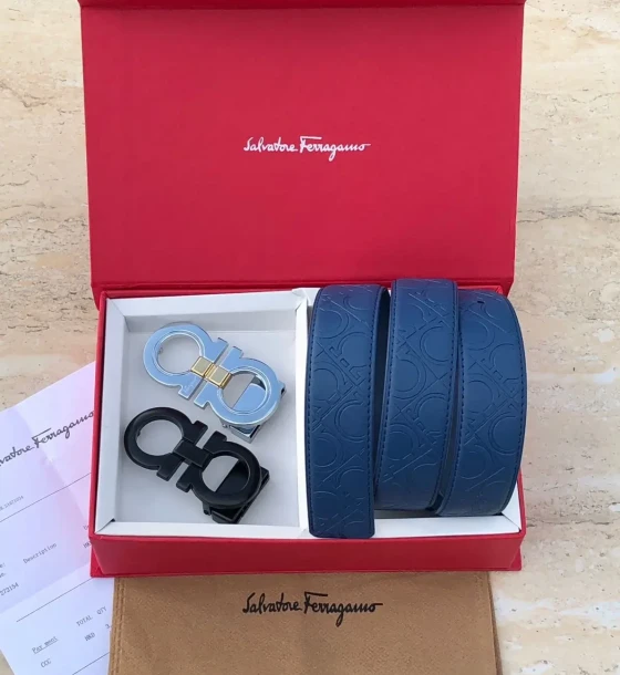 Salvatore Ferragamo Two Buckle Set Belt first copy