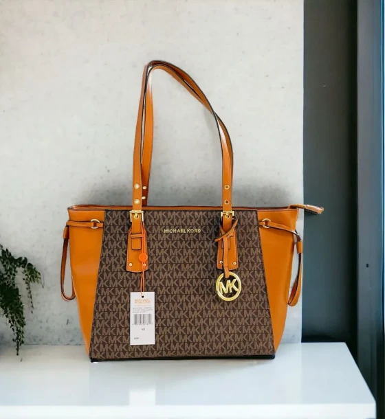 Michael Kors Voyager Brown Monogram Tote Bag first copy