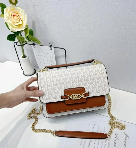 Michael Kors White Heather Shoulder Bag (With Box) first copy
