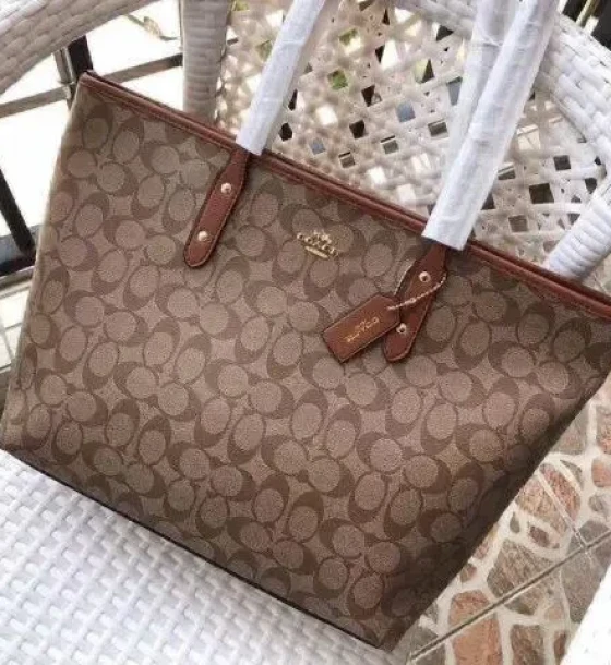 Coach Apricot Tan City Tote Bag (With Box) first copy