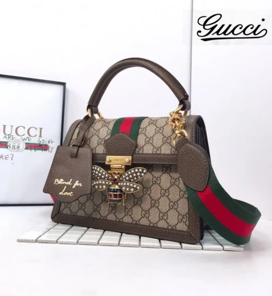 Gucci Bee Queen Margaret Top Handle Women's Bag With Crossbody Strap first copy