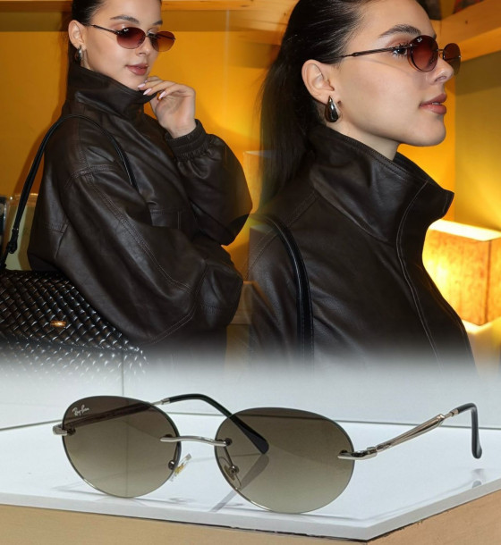 Ray-Ban Round R3767 Oval Rimless Sunglasses first copy