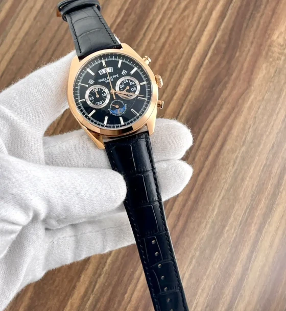 Patek Philippe PTK Chrono Leather Watch first copy