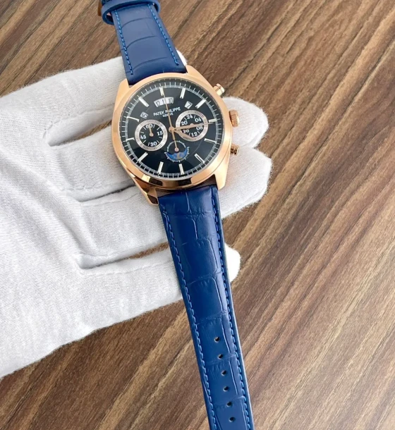 Patek Philippe PTK Chrono Leather Watch first copy