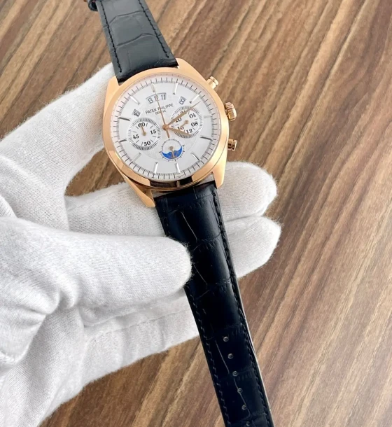Patek Philippe PTK Chrono Leather Watch first copy
