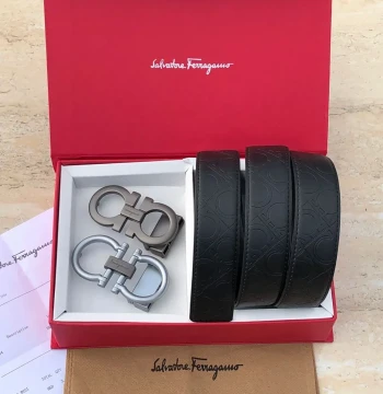 Salvatore Ferragamo Two Buckle Set Belt first copy