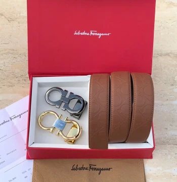 Salvatore Ferragamo Two Buckle Set Belt first copy