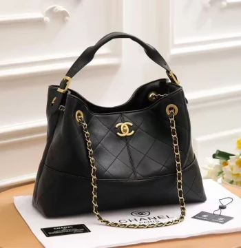 Chanel 25S Black Color Sued Leather Hobo Bag first copy