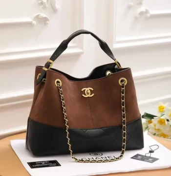 Chanel 25S Brown Black Color Leather Hobo Bag first copy