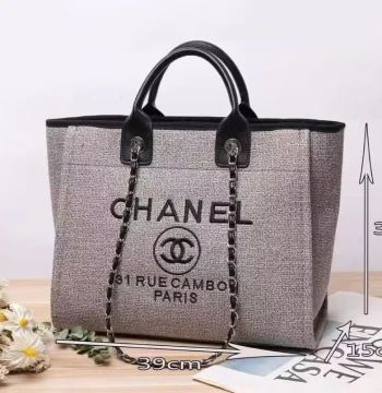 Chanel Deauville Black Canvas Tote first copy