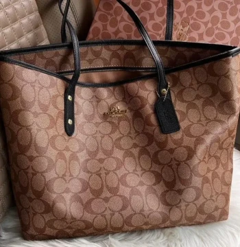 Coach Apricot Black City Tote Bag (With Box) first copy