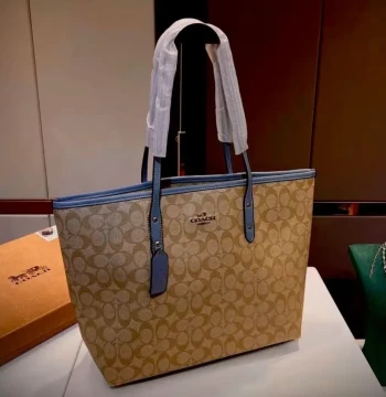 Coach Apricot Blue City Tote Bag (With Box) first copy