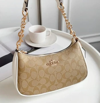 Coach Teri Apricot White Shoulder Bag (With Box) first copy